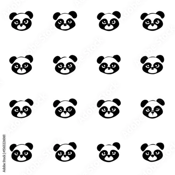 Fototapeta Cute Panda Faces Seamless Pattern Design