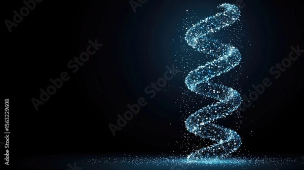 Fototapeta Dynamic spiral of sparkling particles digital environment abstract concept high-tech viewpoint
