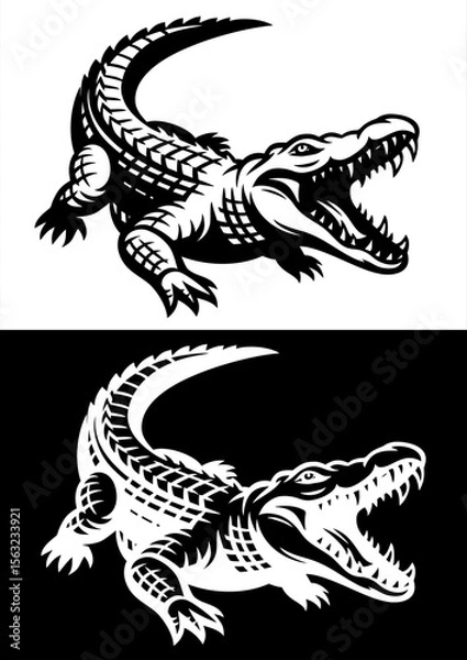 Fototapeta crocodile design black white vector line art 