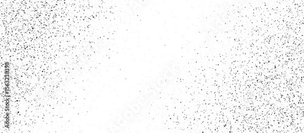 Fototapeta Black stippled halftone gradient texture. Grunge dotted noise background. Black gritty splattered sand overlay. Curved distressed sprayed dot work grain with specks, dust, dots, speckles