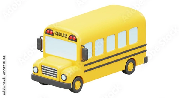 Obraz Yellow School Bus: A classic yellow school bus, the iconic symbol of education and childhood, ready to transport students, against a simple background.