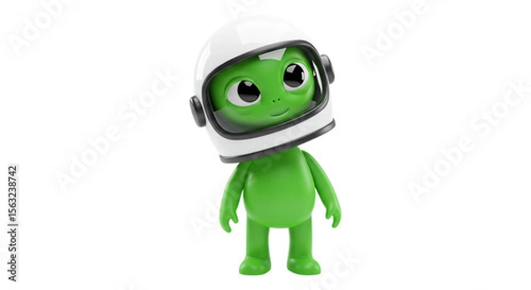 Obraz Astronaut Alien Adventure: Captivating cartoon rendering of an alien astronaut, sparking imagination and wonder, against a studio backdrop.