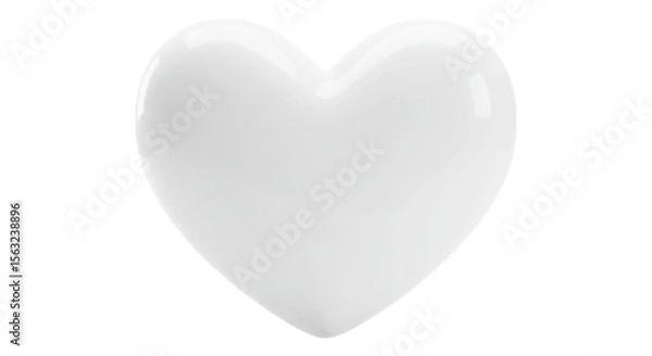 Obraz White Heart Shape: A simple, smooth, white heart shape, perfect for Valentine's Day, love, or romantic themes.