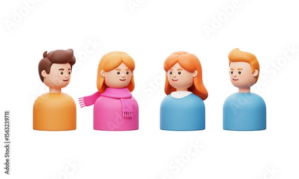 Obraz Friends Talking Together: A cheerful illustration of a close-knit group, engrossed in conversation. It depicts the essence of friendship, offering a glimpse into their shared bond. 
