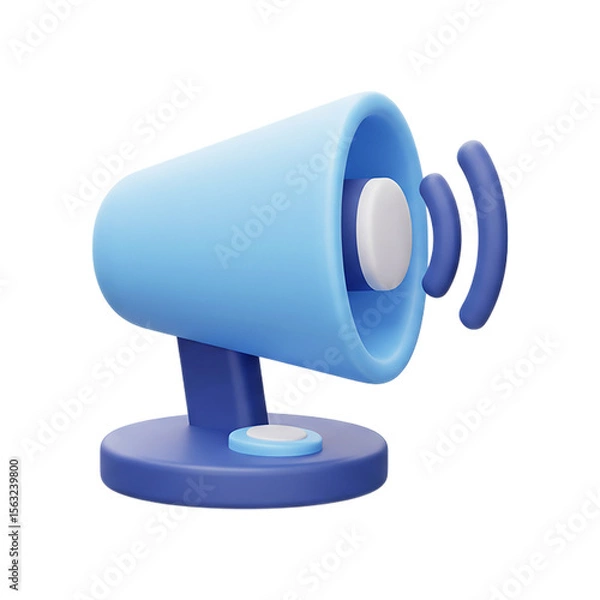Obraz Megaphone Icon: A sleek, blue megaphone, its simple form suggesting clear communication and announcements.