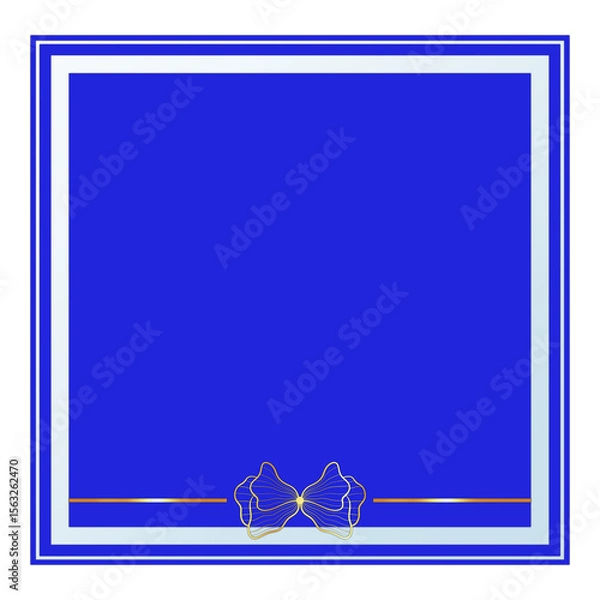 Obraz Blue Square Text Frame with Glass Effect and Gold Ornament, Isolated on White Background