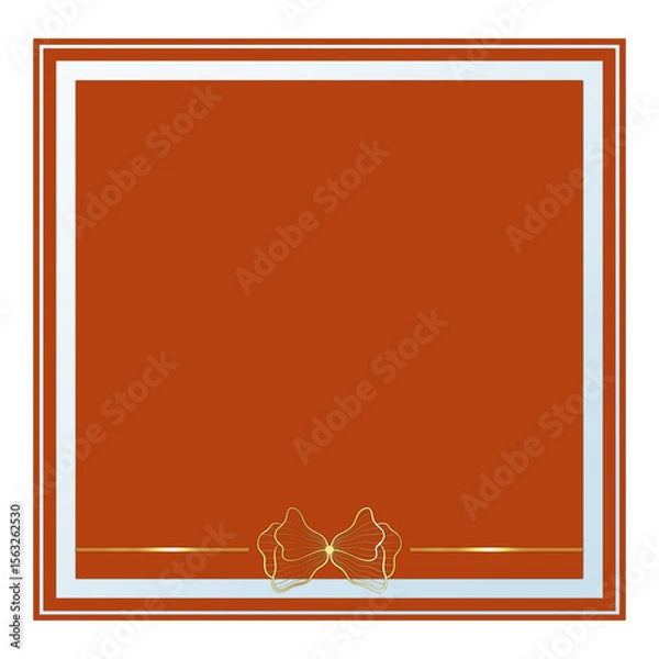 Obraz Metallic Orange Square Text Frame with Glass Effect and Gold Ornament, Isolated on White Background