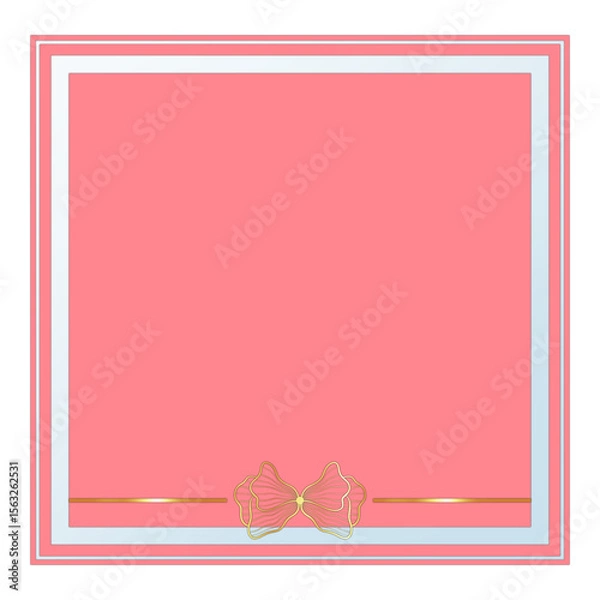 Obraz Pink Square Text Frame with Glass Effect and Gold Ornament, Isolated on White Background