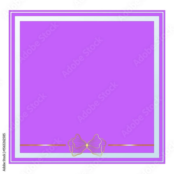 Obraz Purple Square Text Frame with Glass Effect and Gold Ornament, Isolated on White Background