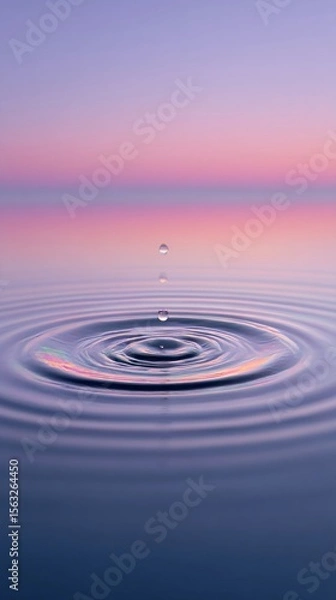 Fototapeta Rippling water under pastel dusk, Zen simplicity whispers tranquility, reflecting Hanami blossom festivals and serene mindfulness retreats