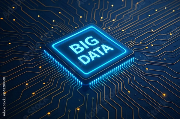 Obraz circuit board background, big data, 3d render