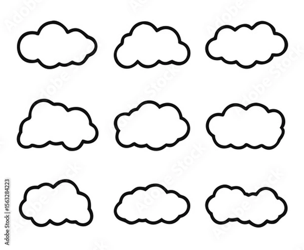 Fototapeta Simple outline clouds set. Vector illustration