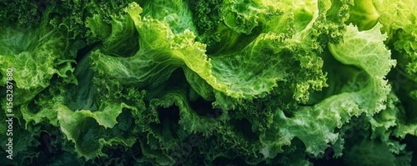 Fototapeta Close-up of green lettuce in a hydroponic farm background, Generative AI