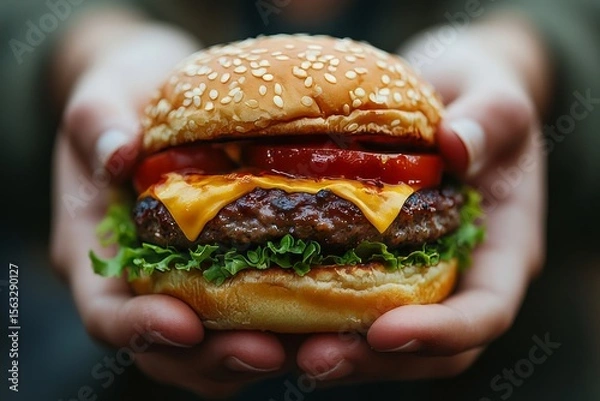 Fototapeta People rejecting to eat fast food for better health, Generative AI