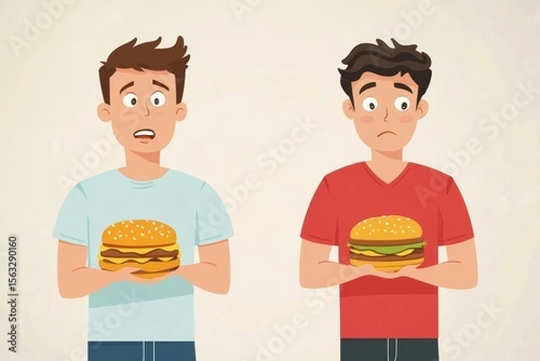 Fototapeta People rejecting to eat fast food for better health, Generative AI