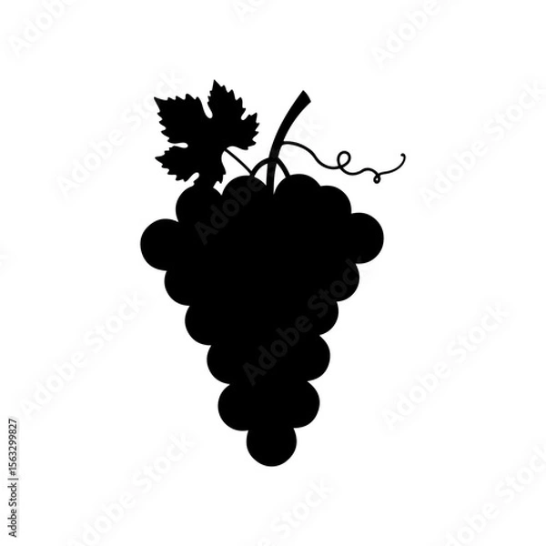 Fototapeta Grapes with leaf silhouette vector flat illustration design.