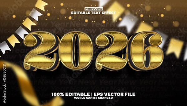 Fototapeta 2026 new year editable text effect in modern trend style