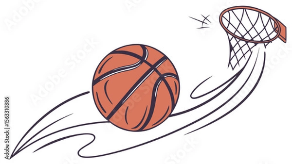 Obraz Basketball Ball Isolated on White Background Vector Illustration