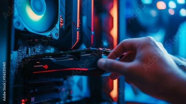 Fototapeta Installing or Upgrading Graphics Card in a High-End Gaming Computer