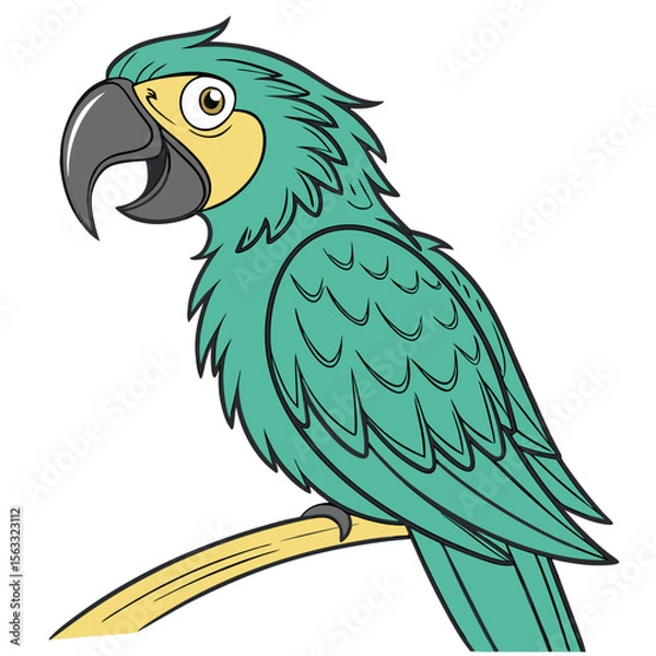 Obraz Colorful Parrot Bird Isolated on White Background Vector Illustration