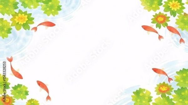 Obraz 爽やかな水彩風金魚　夏　和風