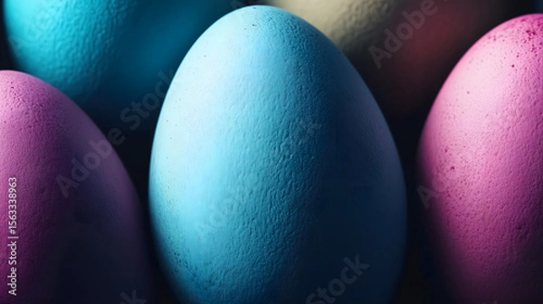 Obraz close up view of pastel pink and blue Easter eggs decorated beautiful abstract style celebrating holiday soft festive elegance.
