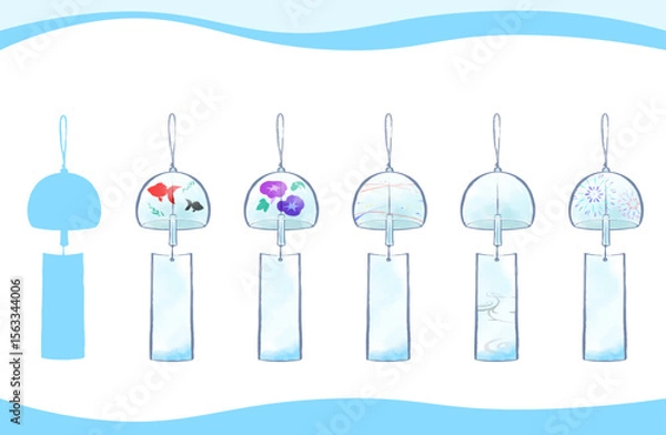 Obraz 水彩風夏の涼しい風鈴セット