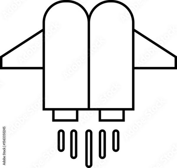 Fototapeta Jetpack line icon. Vector from automation, high tech. Water sport activity on beach with jet backpack symbol. Air fly transportation booster illustration. Space craft futuristic propulsion device sign