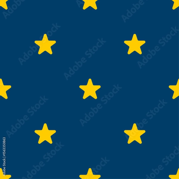 Fototapeta Yellow stars on a dark blue background. Seamless vector pattern. 