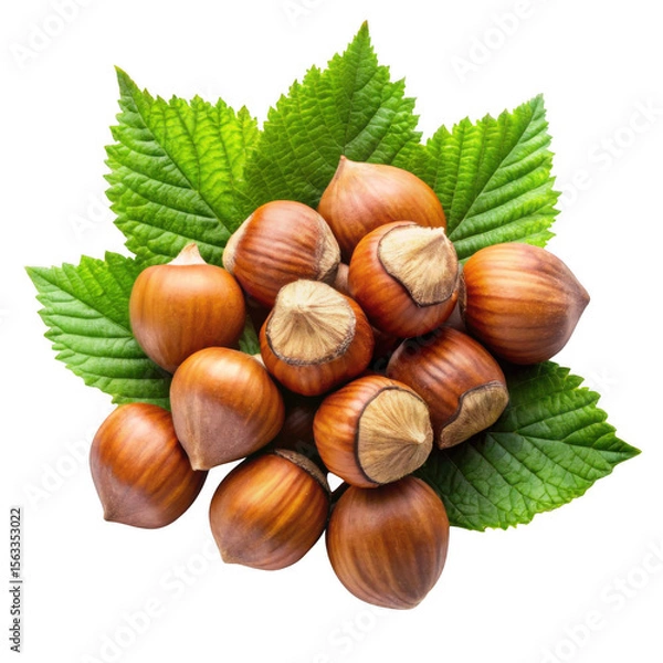 Fototapeta hazelnuts isolated on transparent background
