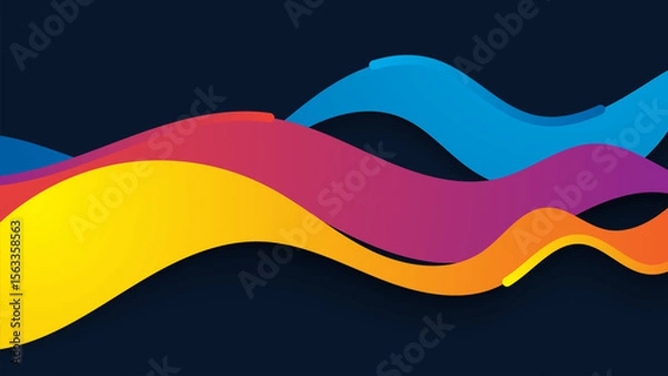 Obraz Colorful Abstract Wave Background with Lines and Modern Vector Design