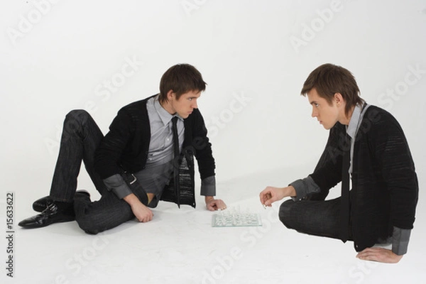 Fototapeta a man playing chess with himself