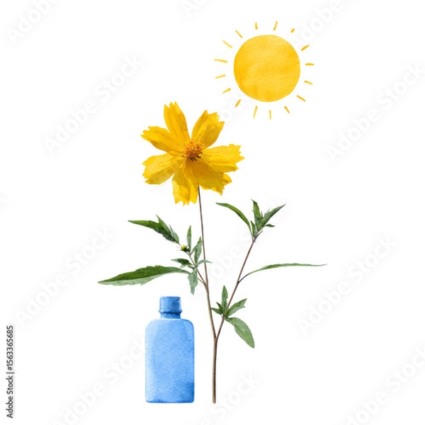 Fototapeta Isolated Flower with Bottle on Transparent Background