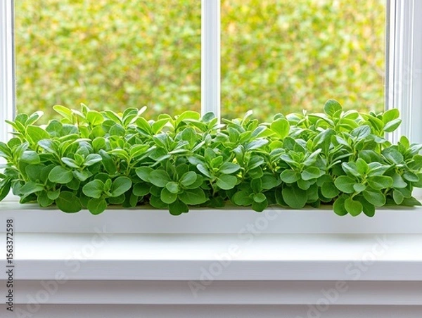 Obraz selective focus interior with window and garden view
