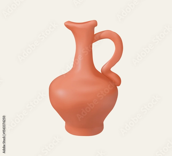 Fototapeta 3D Clay Jug with Curved Handle