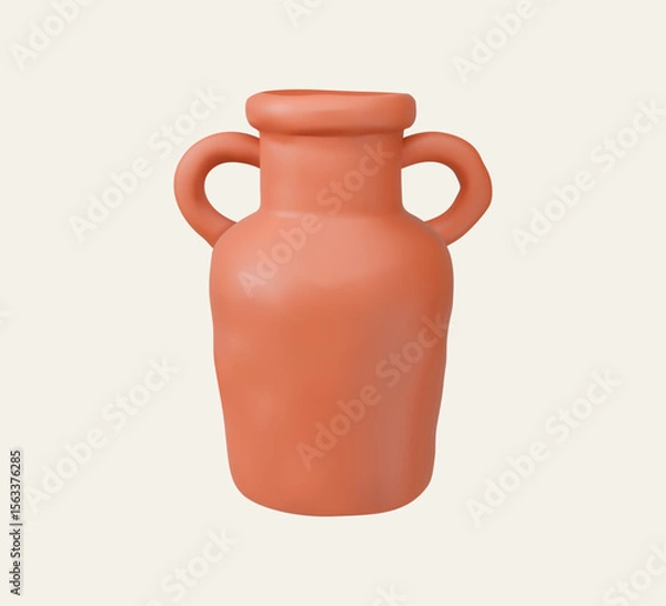 Fototapeta 3D Illustration of Clay Pot with Two Handles