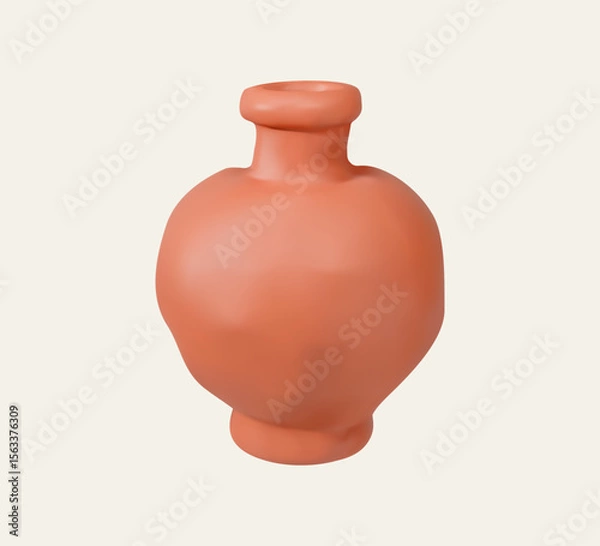 Fototapeta 3D Round Clay Pot with Narrow Neck