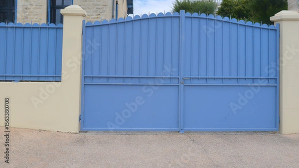 Fototapeta ancient portal blue classic steel old retro style gate classical home entrance
