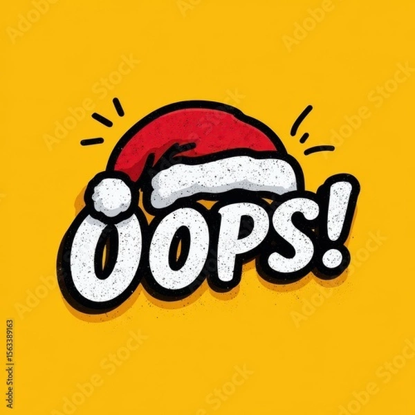 Obraz Fun and festive graphic depicting a Santa hat with the word Oops in playful text for holiday cheer