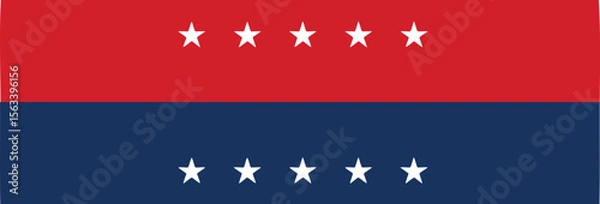 Fototapeta Vector Design of a Red, White, and Blue Patriotic Layout with Vibrant Colors, Scattered Stars, and a Clean, Crisp Decorative Style