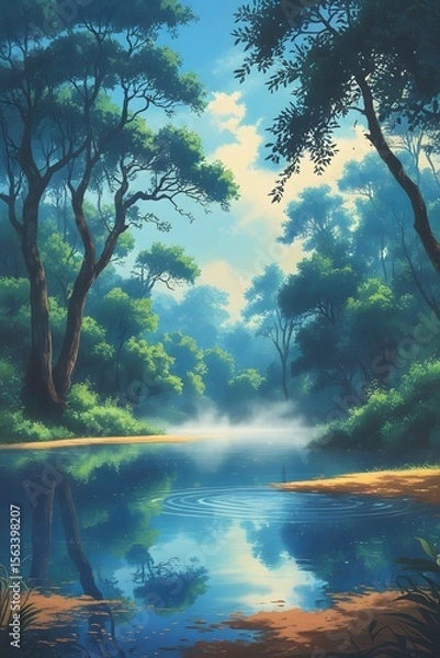 Fototapeta sunset over the river