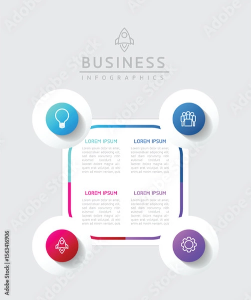 Fototapeta Vector business Presentation Connecting Steps Infographic Template