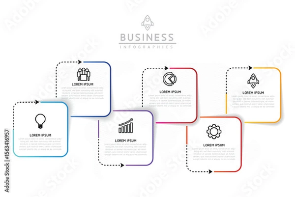 Fototapeta Vector business Presentation Connecting Steps Infographic Template