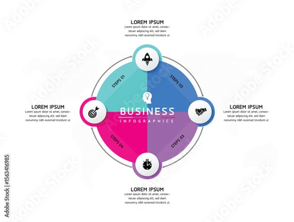 Fototapeta Vector business Presentation Connecting Steps Infographic Template