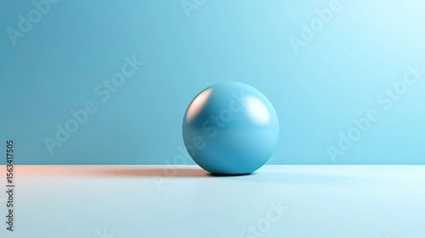 Fototapeta White spherical orb with glossy reflection on a blue background, a transparent crystal ball design