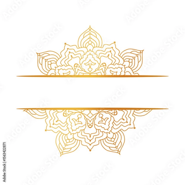 Obraz Traditional Mandala-Inspired Divider Design , Gold Gradient with Editable Space