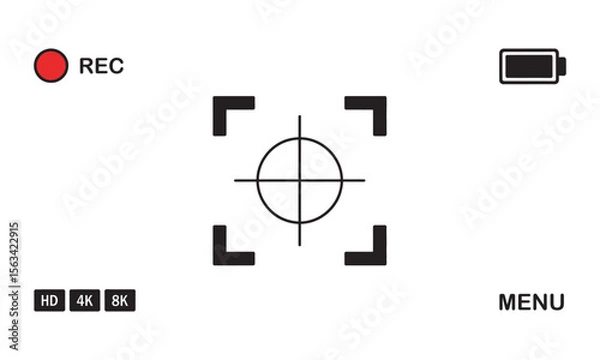 Fototapeta Recording Video Camera Viewfinder Interface, vector illustration