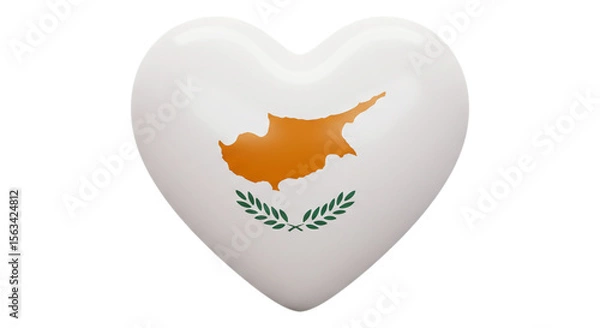 Obraz Cyprus Heart: A 3D heart-shaped image featuring the Cypriot flag, symbolizing love for Cyprus or Cypriot patriotism.