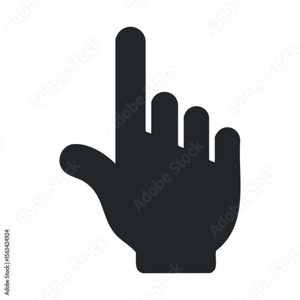 Obraz Black hand cursor icon pointing upwards on white background