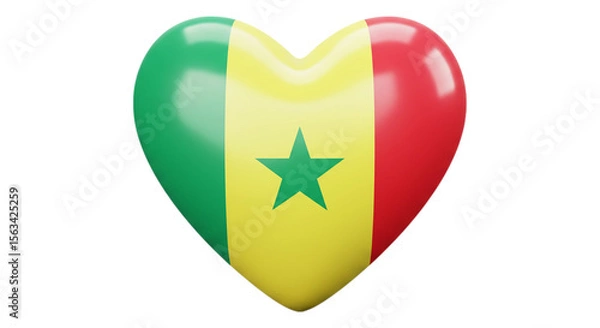 Obraz Senegal Flag Heart: The flag of Senegal is depicted within a heart shape, radiating love and national pride.